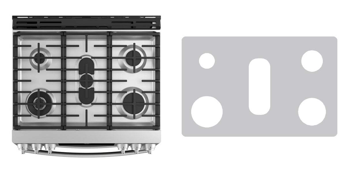 GE PGS960BELTS / PGS960EELES / PGS960SELSS / PGS960FELDS gas range liner - custom cut (silver)