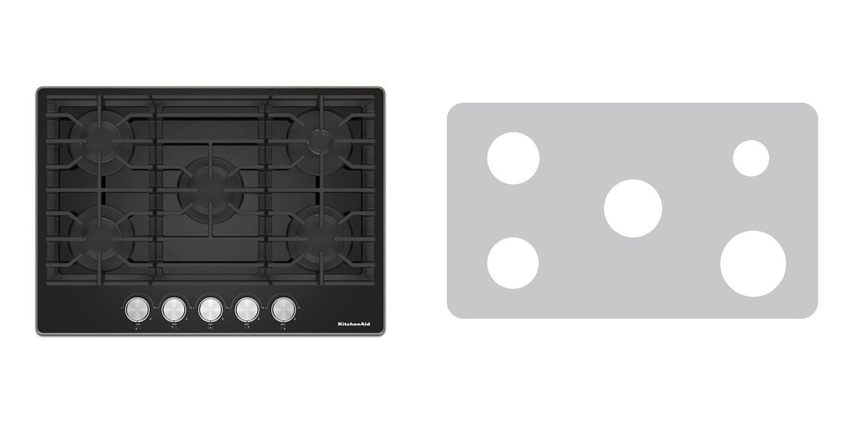 KitchenAid KCGG530PBL gas cooktop liner - custom cut (silver)