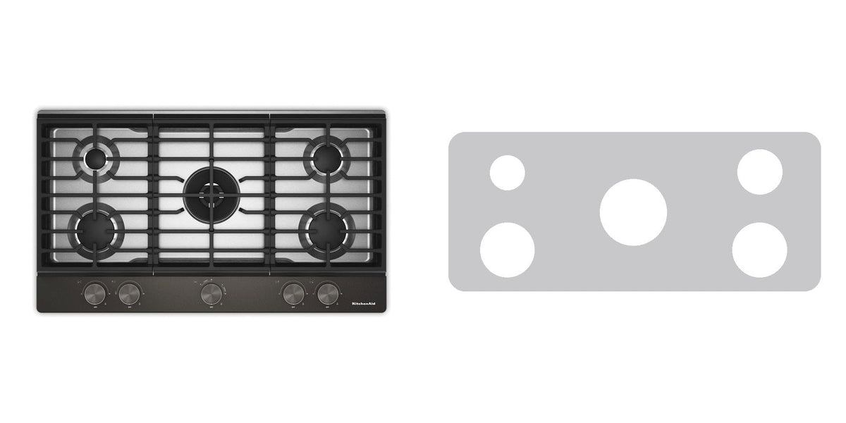 KitchenAid KCGK536SSS / KCGK536SBE / KCGK536SJP gas cooktop liner - custom cut (silver)