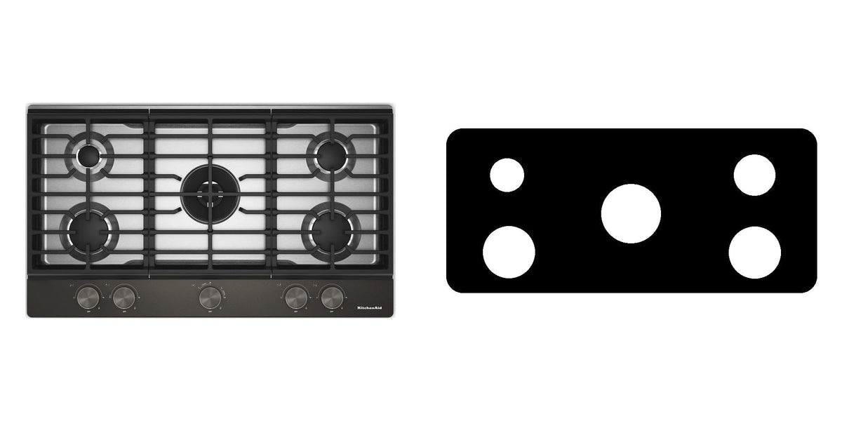 KitchenAid KCGK736SSS / KCGK736SBE / KCGK736SJP gas cooktop liner - custom cut (black)