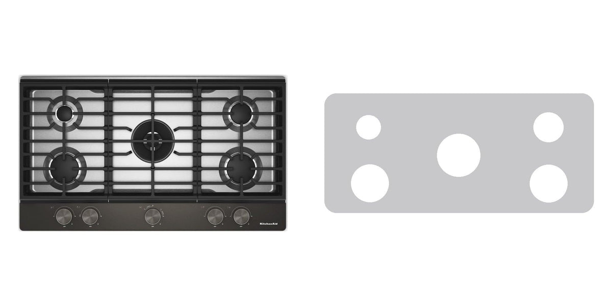 KitchenAid KCGK736SSS / KCGK736SBE / KCGK736SJP gas cooktop liner - custom cut (silver)