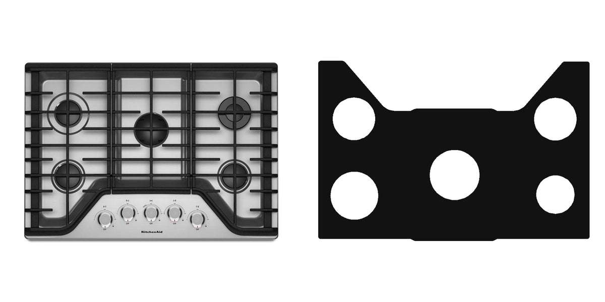KitchenAid KCGS350ESS gas cooktop liner - custom cut (black)
