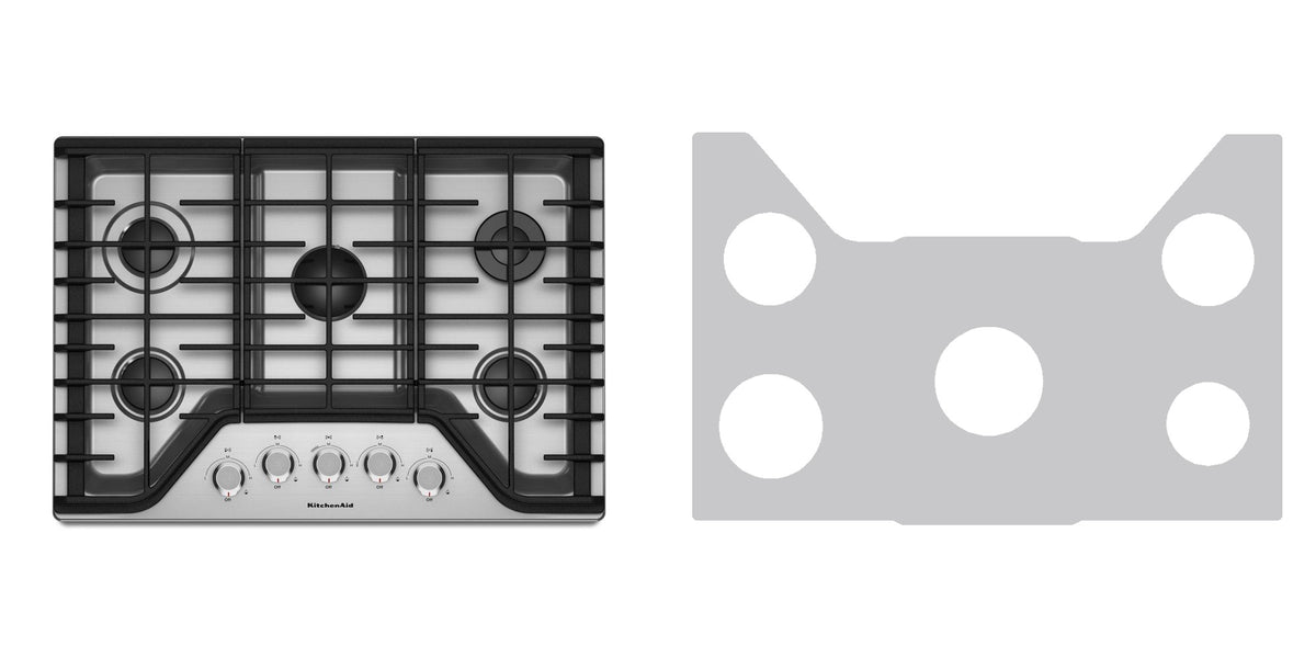 KitchenAid KCGS350ESS gas cooktop liner - custom cut (silver)