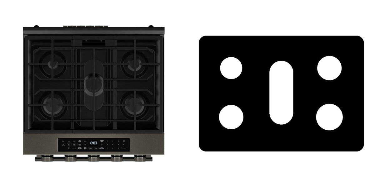 KitchenAid KSGS530SPS / KSGS530SBE / KSGS530SJP gas range liner - custom cut (black)