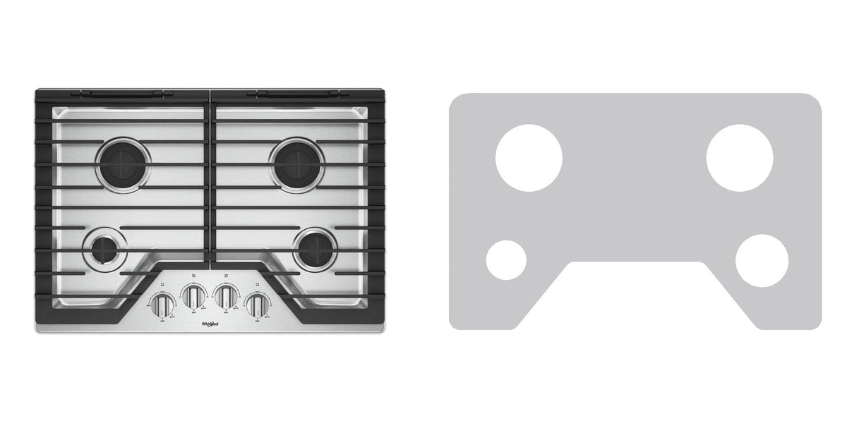 Whirlpool WCG55US0HS / WCG55US0HB / WCG55US0HW gas cooktop liner - custom cut (silver)