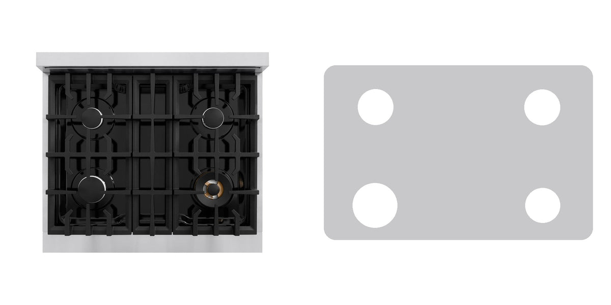 ZLINE CGR30 gas range liner - custom cut (silver)