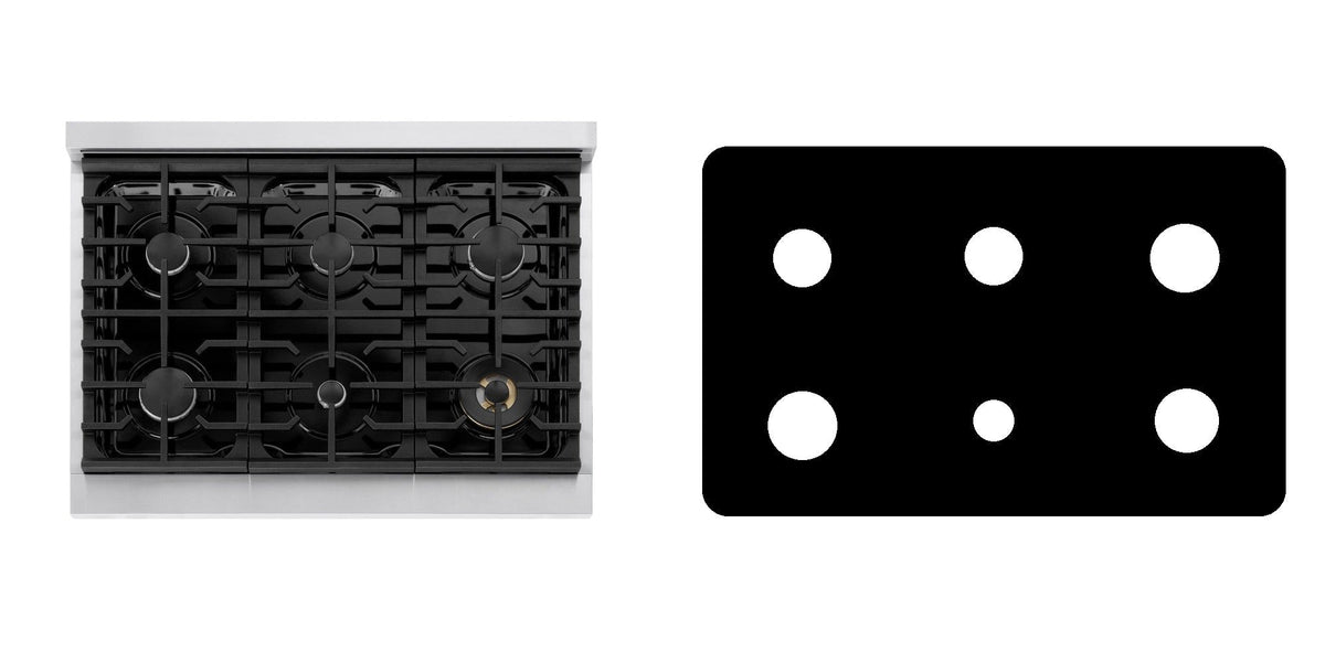 ZLINE MDR36 gas range liner - custom cut (black)