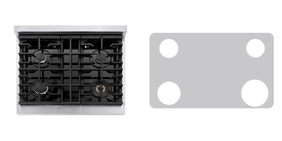 ZLINE MGR30 gas range liner - custom cut (silver)