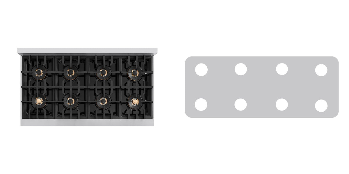 ZLINE PCRT48 gas cooktop liner - custom cut (silver)