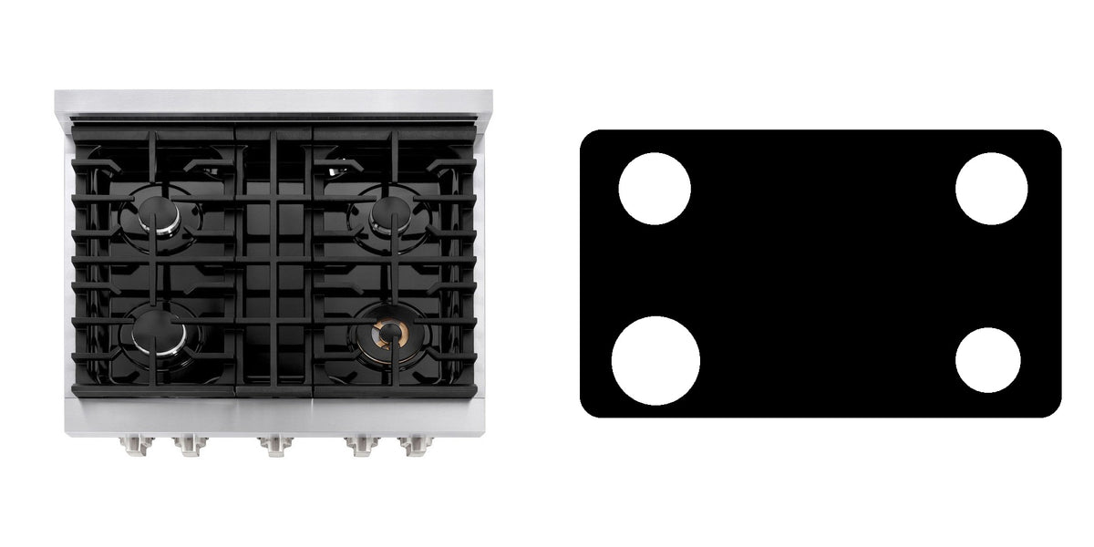 ZLINE SDR30 gas range liner - custom cut (black)