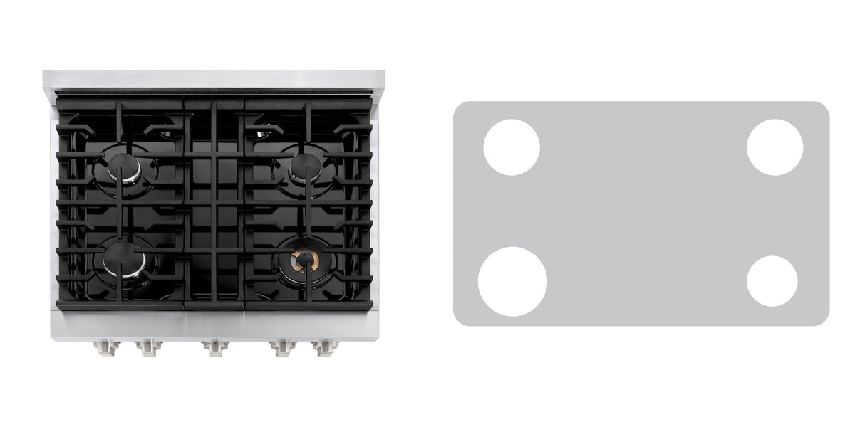 ZLINE SDR30 gas range liner - custom cut (silver)