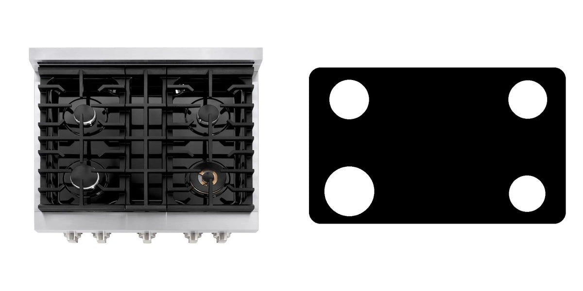 ZLINE SGR30 gas range liner - custom cut (black)