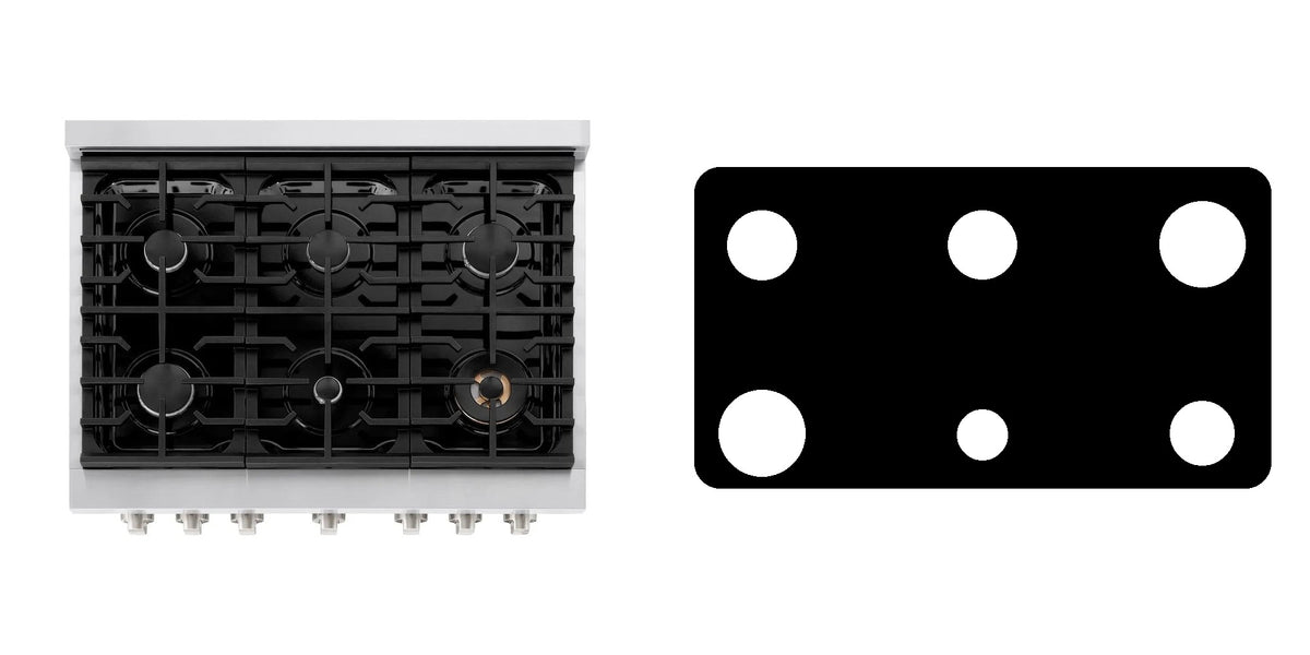 ZLINE SGR36 gas range liner - custom cut (black)