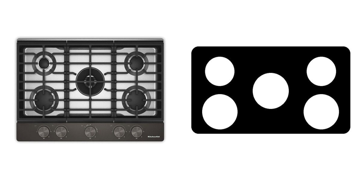 KitchenAid KCGK530SSS / KCGK530SBE gas cooktop liner - custom cut (black)