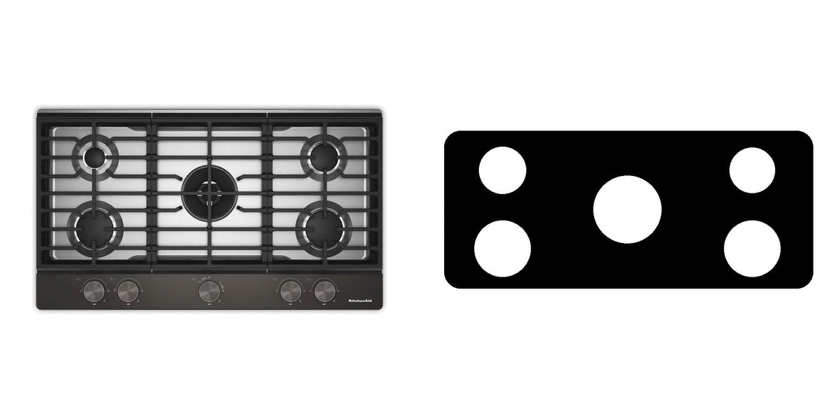 KitchenAid KCGK536SSS / KCGK536SBE / KCGK536SJP gas cooktop liner - custom cut (black)