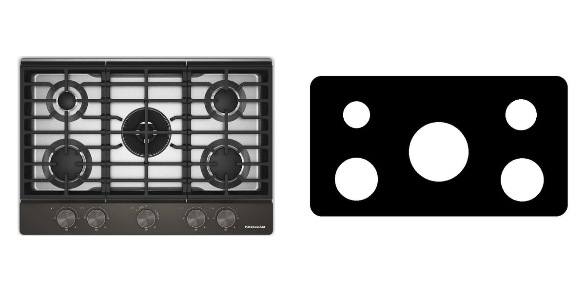 KitchenAid KCGK730SSS / KCGK730SBE / KCGK730SJP gas cooktop liner - custom cut (black)