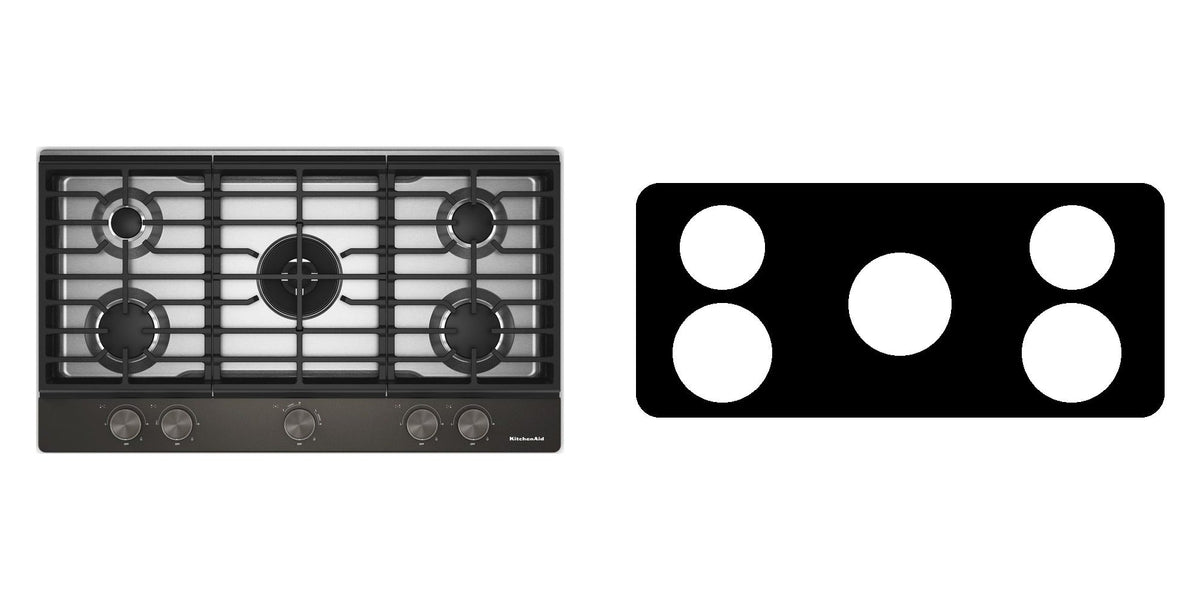KitchenAid KCGK736SSS / KCGK736SBE / KCGK736SJP gas cooktop liner - custom cut (black)