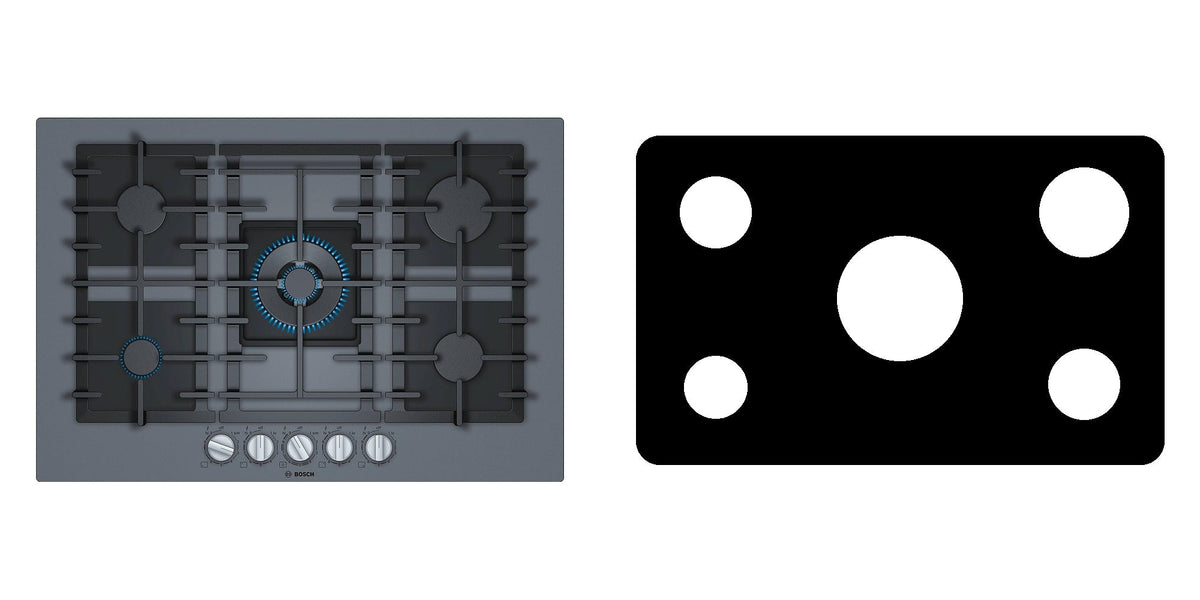 Bosch NGMP077UC gas cooktop liner - custom cut (black)
