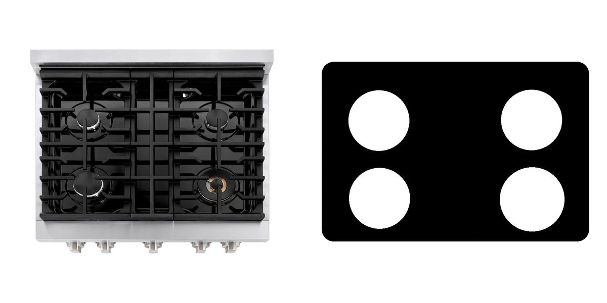 ZLINE SDR30 gas range liner - custom cut (black)