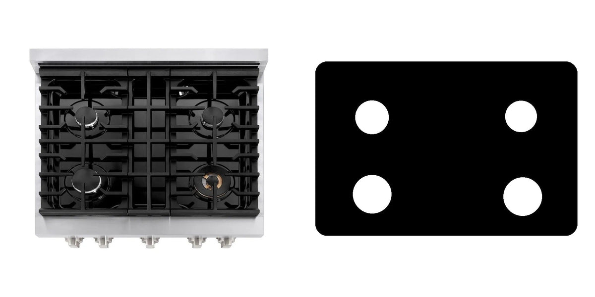 ZLINE SGR30 gas range liner - custom cut (black)