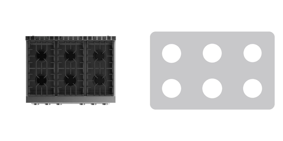 Thor Kitchen ARG36 / ARG36B / ARG36W / ARG36LP gas range liner - custom cut (silver)