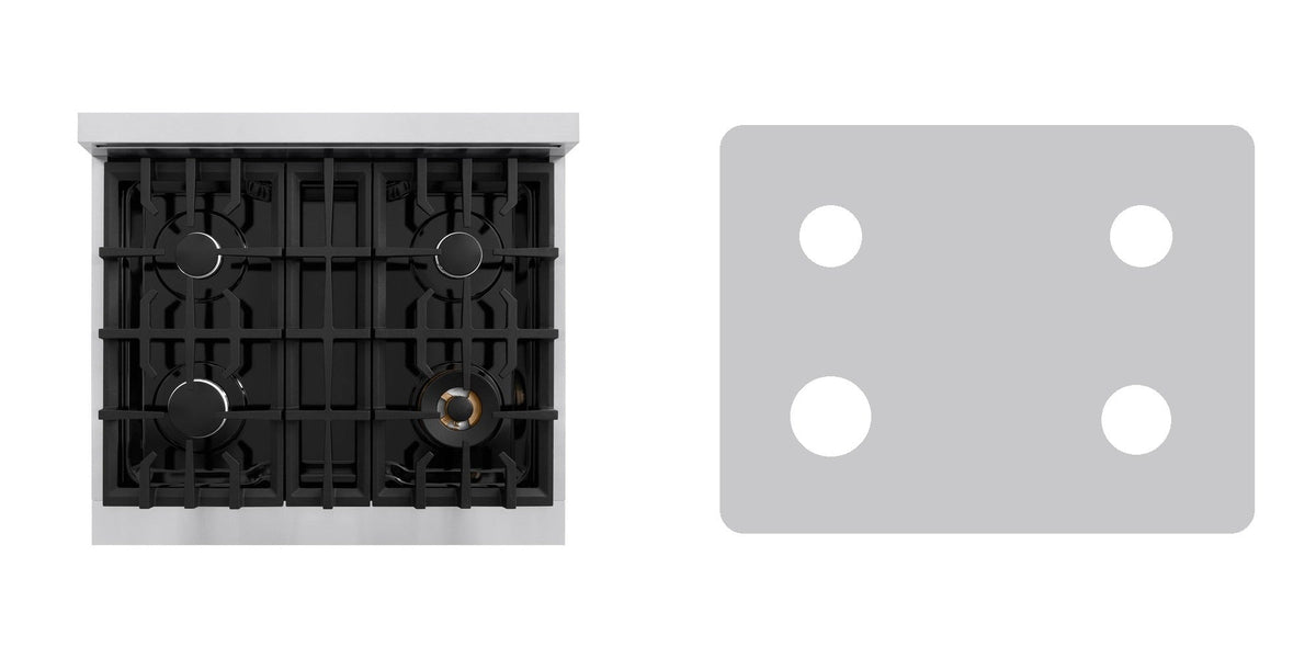 ZLINE CGR30 gas range liner - custom cut (silver)