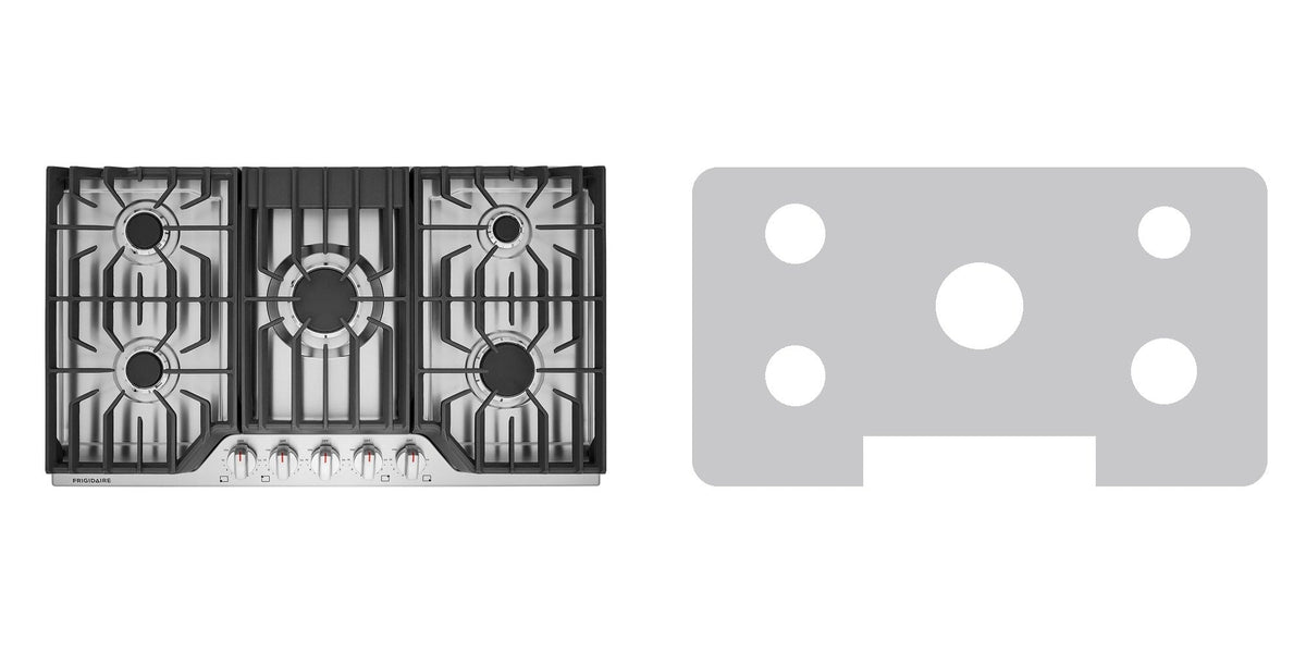 Frigidaire FCCG3627AS / FCCG3627AB gas cooktop liner - custom cut (silver)