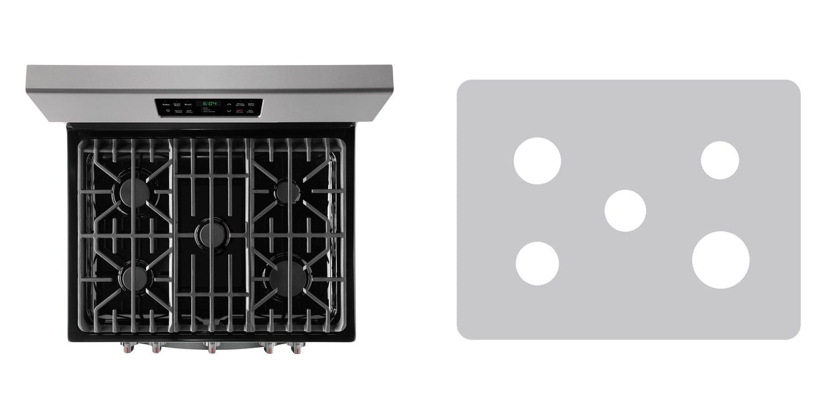Frigidaire FGGF3036TF / FGGF3036TB / FGGF3036TW / FGGF3036TD gas range liner - custom cut (silver)