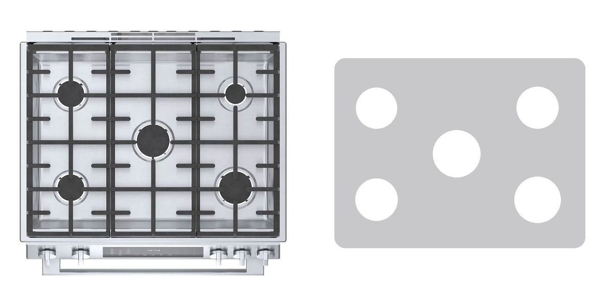 Bosch HDIP056U gas range liner - custom cut (silver)