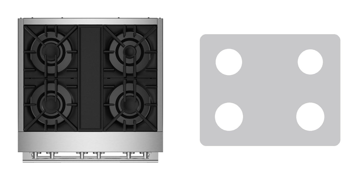 JennAir JDRP430HL / JDRP430HM gas range liner - custom cut (silver)