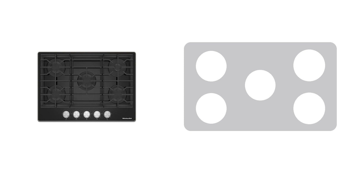 KitchenAid KCGG530PBL gas cooktop liner - custom cut (silver)