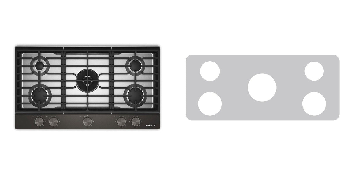 KitchenAid KCGK536SSS / KCGK536SBE / KCGK536SJP gas cooktop liner - custom cut (silver)