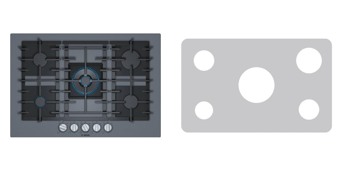Bosch NGMP077UC gas cooktop liner - custom cut (silver)