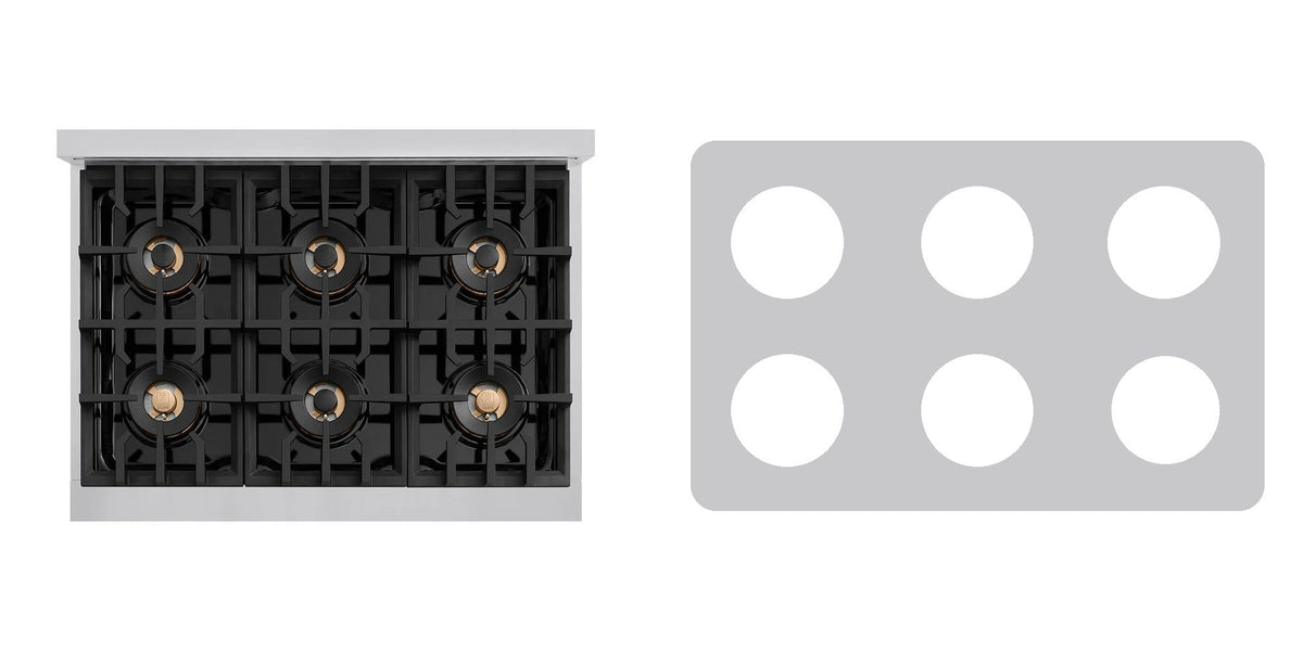 ZLINE PCGR36 gas range liner - custom cut (silver)