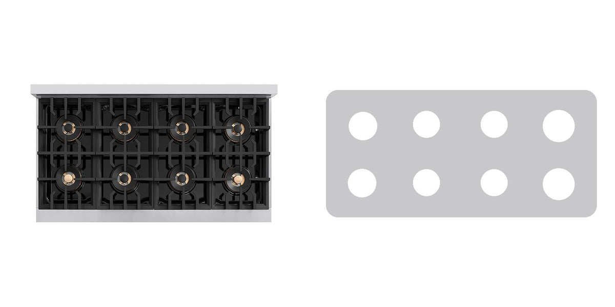ZLINE PCRT48 gas cooktop liner - custom cut (silver)