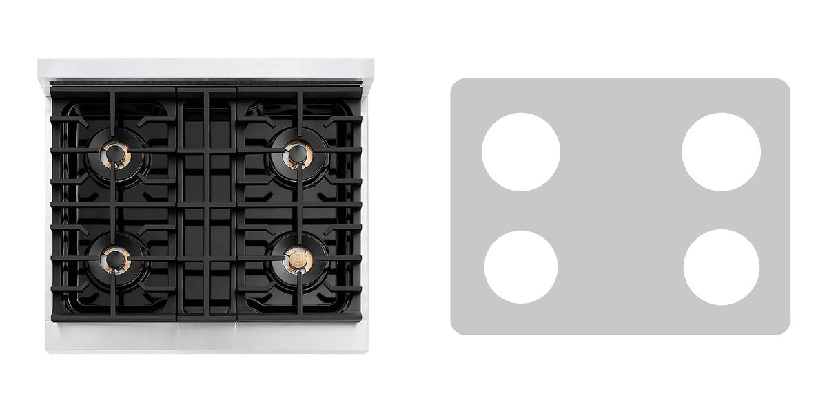 ZLINE PSDR30 gas range liner - custom cut (silver)
