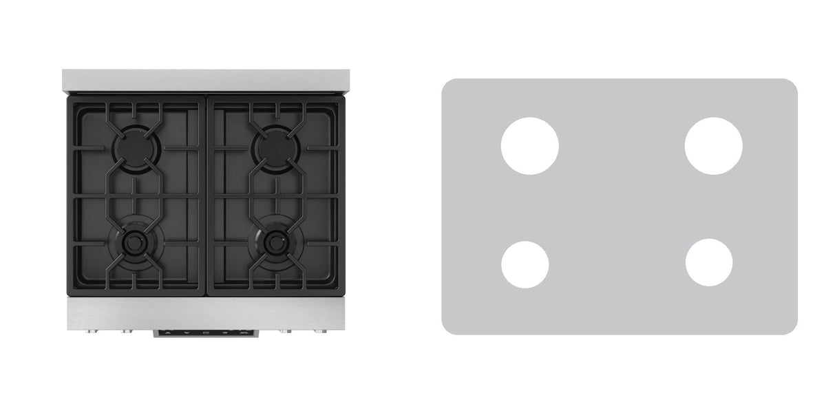 Thor Kitchen RSG30 / RSG30B / RSG30LP / RSG30BLP gas range liner - custom cut (silver)