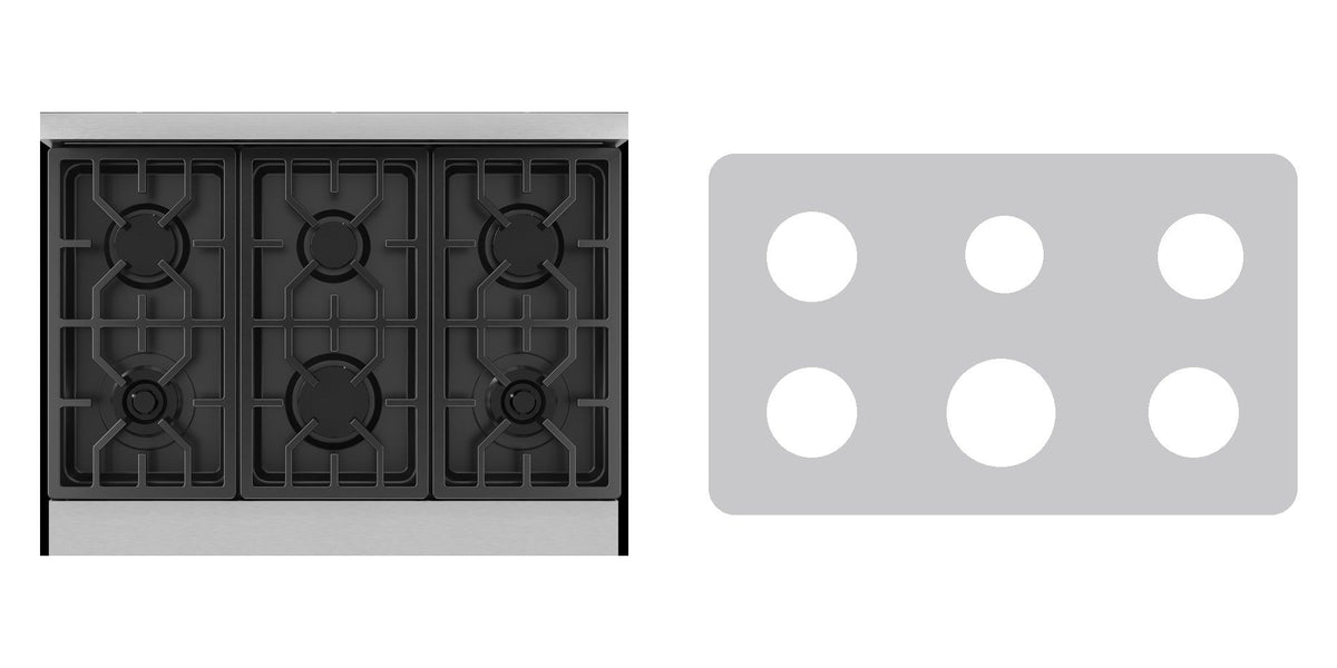 Thor Kitchen RSG36 / RSG36B / RSG36LP / RSG36BLP gas range liner - custom cut (silver)