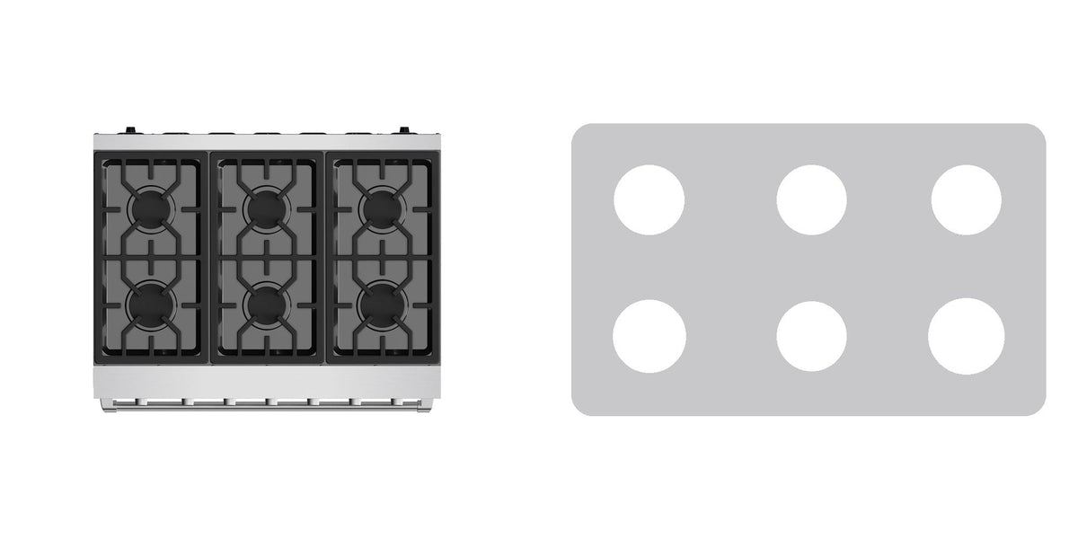 Thor Kitchen RSG36P / RSG36PB / RSG36PLP / RSG36PBLP gas range liner - custom cut (silver)
