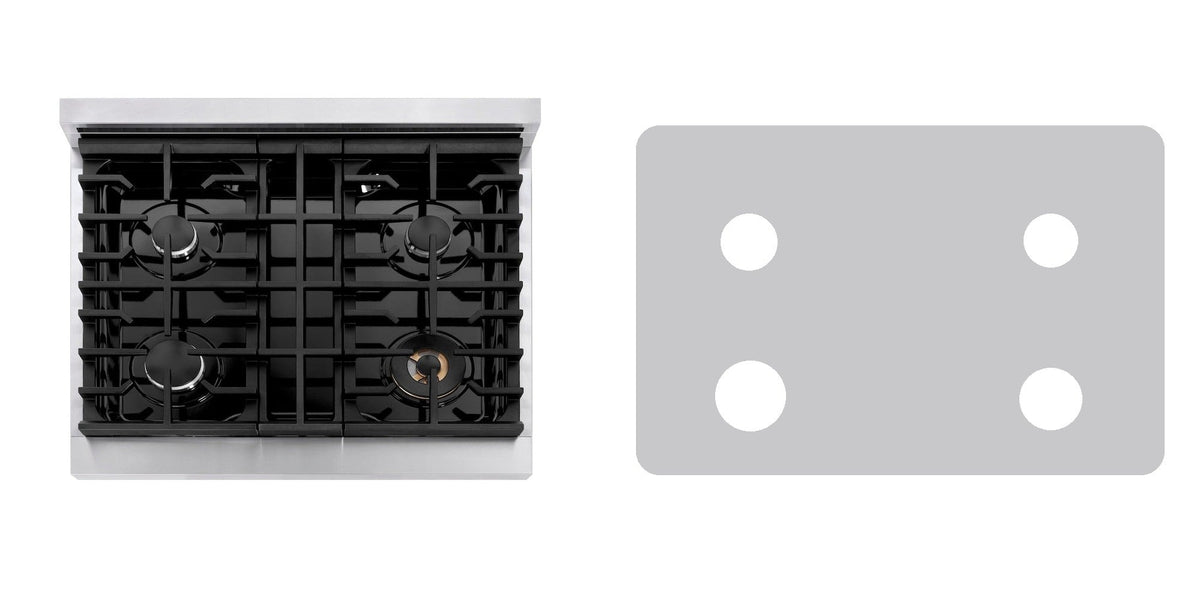 ZLINE SRT30 gas cooktop liner - custom cut (silver)