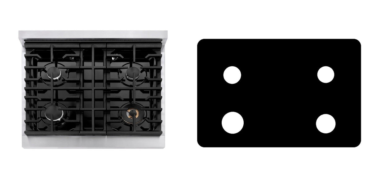 ZLINE SRT30 gas cooktop liner - custom cut (black)